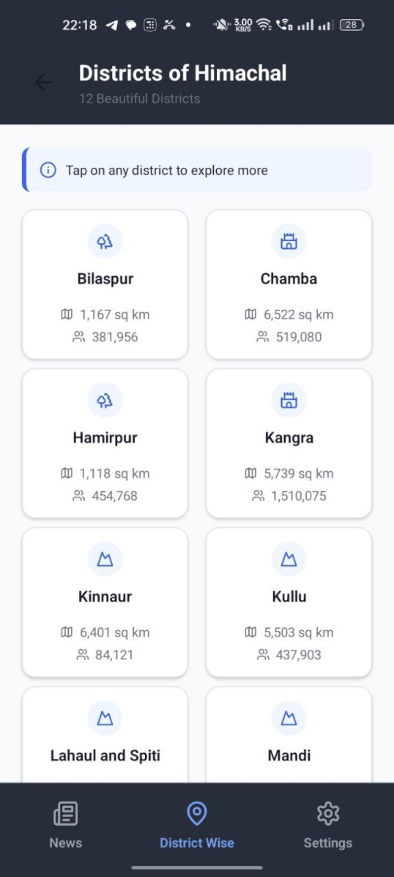 News feed screen